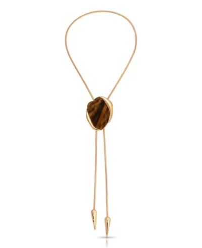 Ettika 18k Gold-plated Tiger's Eye Statement Bolo Necklace In Multi
