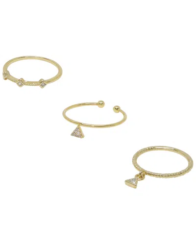 Ettika 18k Plated Crystal Set Of 3 Rings In Gold