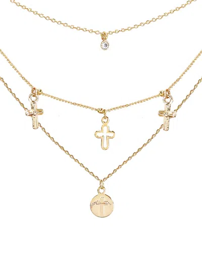 Ettika 18k Plated Multi Chain Dainty Layered Cross Necklace In Gold
