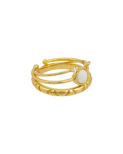 Ettika 18k Plated Opal Set Of 3 Rings In Gold
