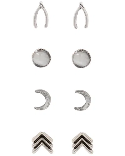 Ettika 18k Plated Opal Set Of 4 Pairs Of Studs In Gray