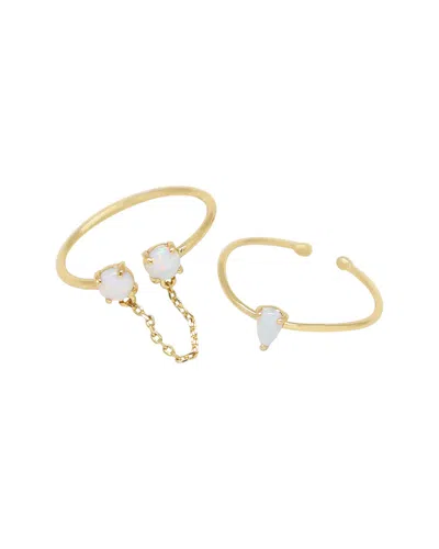 Ettika 18k Plated Opal Stackable Set Of 2 Rings In Gold