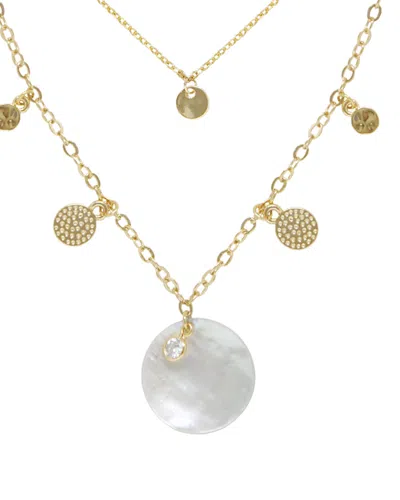 Ettika 18k Plated Shell & Disc Necklace Set In Gold