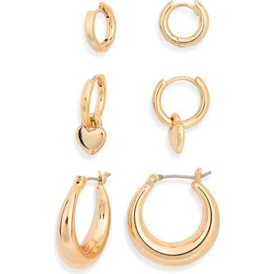 Ettika 3-pack Heart Dangle Hoop Earrings In Gold