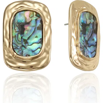 Ettika Abalone Rectangular Drop Earrings In Gold