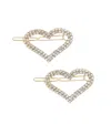 Ettika Set Of 2 Crystal Heart Barrettes In Gold