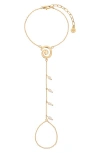 Ettika Aura Cultured Freshwater Pearl Hand Chain In Gold