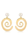 Ettika Aura Swirl Cultured Freshwater Pearl Drop Earrings In Gold