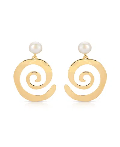 ETTIKA AURA SWIRL MOTHER OF PEARL DROP EARRINGS