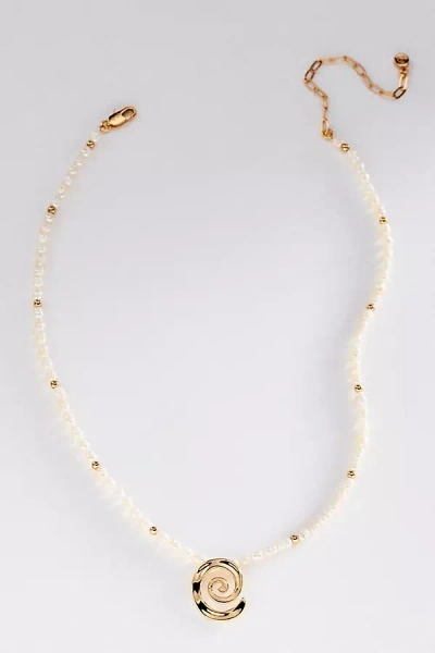 Ettika Aura Swirl Pearl Choker Necklace In Gold