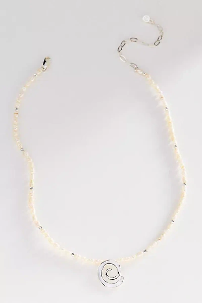 Ettika Aura Swirl Pearl Choker Necklace In White