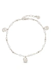 Ettika Aura Swirl Pendant Freshwater Pearl Anklet In Silver