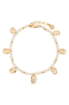 Ettika Aura Cultured Freshwater Pearl Swirl Charm Bracelet In Gold