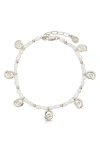 Ettika Aura Cultured Freshwater Pearl Swirl Charm Bracelet In Silver