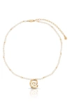 Ettika Aura Swirl Pendant Freshwater Pearl Necklace In Gold