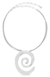 Ettika Aura Swirl Pendant Necklace In Silver