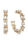 Ettika Baguette Crystal Hoop Earrings In Gold