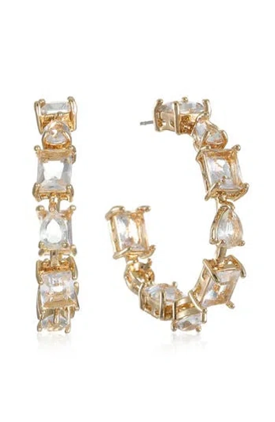 Ettika Baguette Crystal Hoop Earrings In Gold