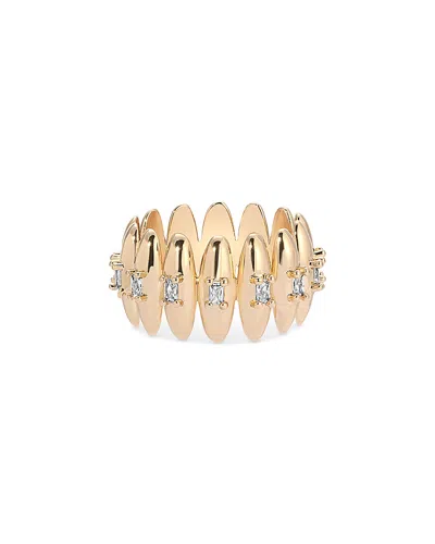 Ettika Baguette Crystal Oval Dome Band Ring In Gold