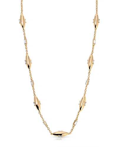 ETTIKA BAGUETTE CRYSTAL OVAL DOME CHAIN NECKLACE, 12.5-17.5