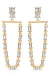 Ettika Baguette Cubic Zirconia Hoop Drop Earrings In Gold