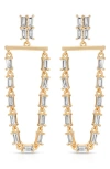 Ettika Baguette Cubic Zirconia Hoop Drop Earrings In Gold