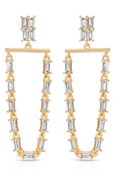 Ettika Baguette Cubic Zirconia Hoop Drop Earrings In Gold