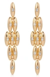Ettika Baguette Cubic Zirconia Oval Chandelier Earrings In Gold