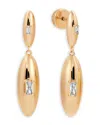 Ettika Baguette Cubic Zirconia Oval Dome Double Drop Earrings In Gold