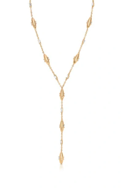 Ettika Baguette Cubic Zirconia Oval Dome Y-necklace In Gold