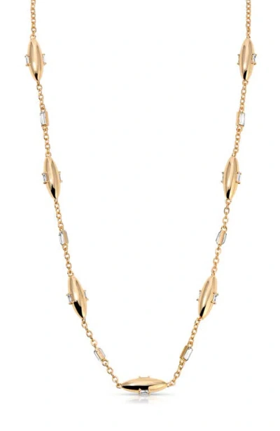 Ettika Baguette Cubic Zirconia Oval Station Necklace In Gold