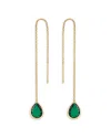 Ettika Teardrop Threader Earrings In Green/gold