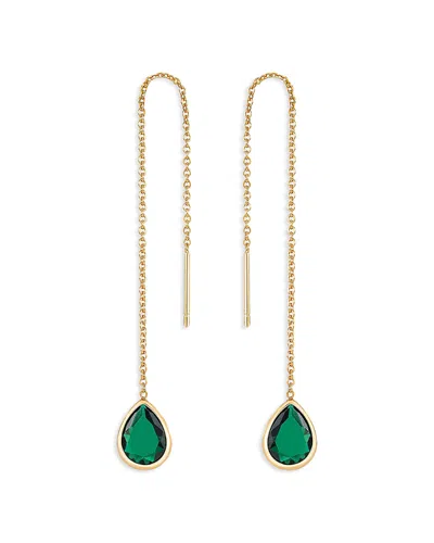 ETTIKA BARELY THERE CHAIN & COLOR CUBIC ZIRCONIA THREADER EARRINGS