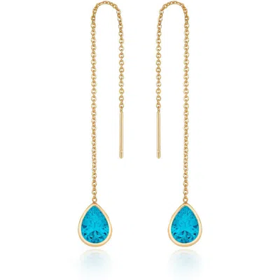 Ettika Barely There Chain And Crystal Dangle Earrings In Blue