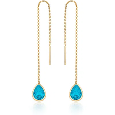 Ettika Barely There Chain And Crystal Dangle Earrings In Aqua