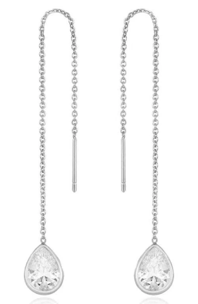 Ettika Barely There Cubic Zirconia Threader Earrings In Metallic