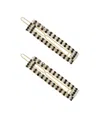 Ettika Black And Clear Crystal Rectangle Hair Barrettes In Gold