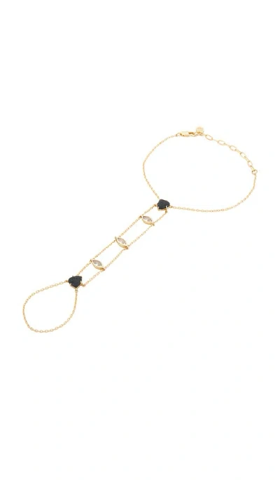 Ettika Black Solstice Hand Chain In Gold