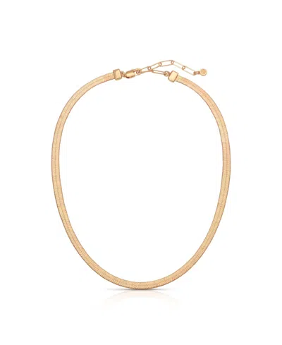Ettika Brooklyn Flat Herringbone Chain Necklace In Gold