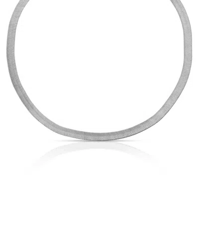 Ettika Brooklyn Flat Herringbone Chain Necklace In Gray