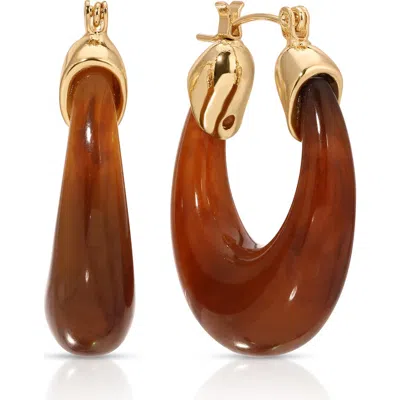 Ettika Brown Resin Capped Hoop Earrings