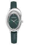 Ettika Bubble Dome Leather Strap Watch In Green