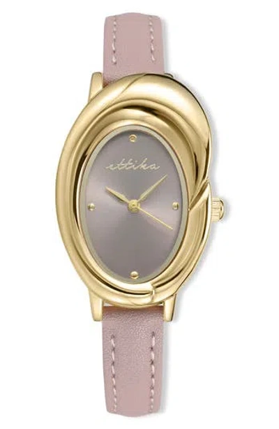 Ettika Bubble Dome Leather Strap Watch In Green