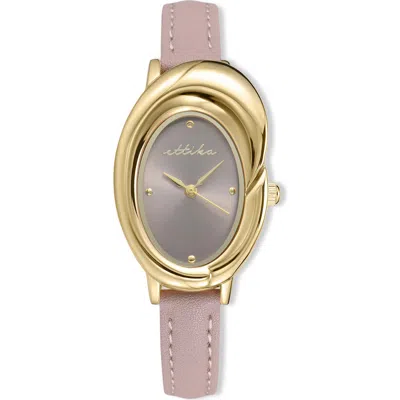 Ettika Bubble Dome Leather Strap Watch In Pink