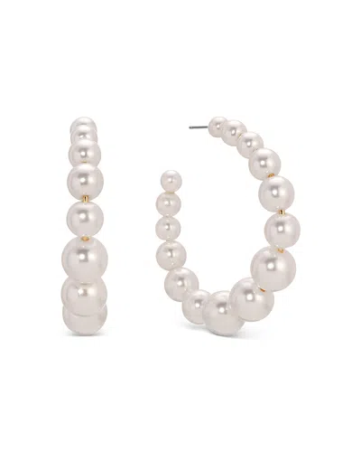 Ettika Bubble Graduated Medium Hoop Earrings In White