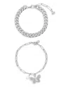 Ettika Butterfly Charm & Chain Bracelet, Set Of 2 In Silver