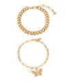 Ettika Butterfly Charm Chain Bracelet Sets In Gold