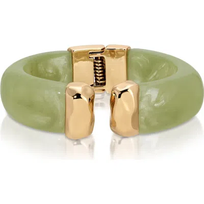 Ettika Carved Relic Cuff In Green