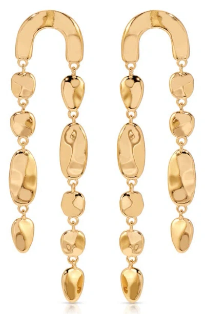 Ettika Cascading Hammered 18k Gold Plated Link Earrings