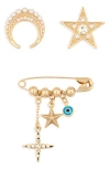 Ettika Celestial Brooch Set In Gold